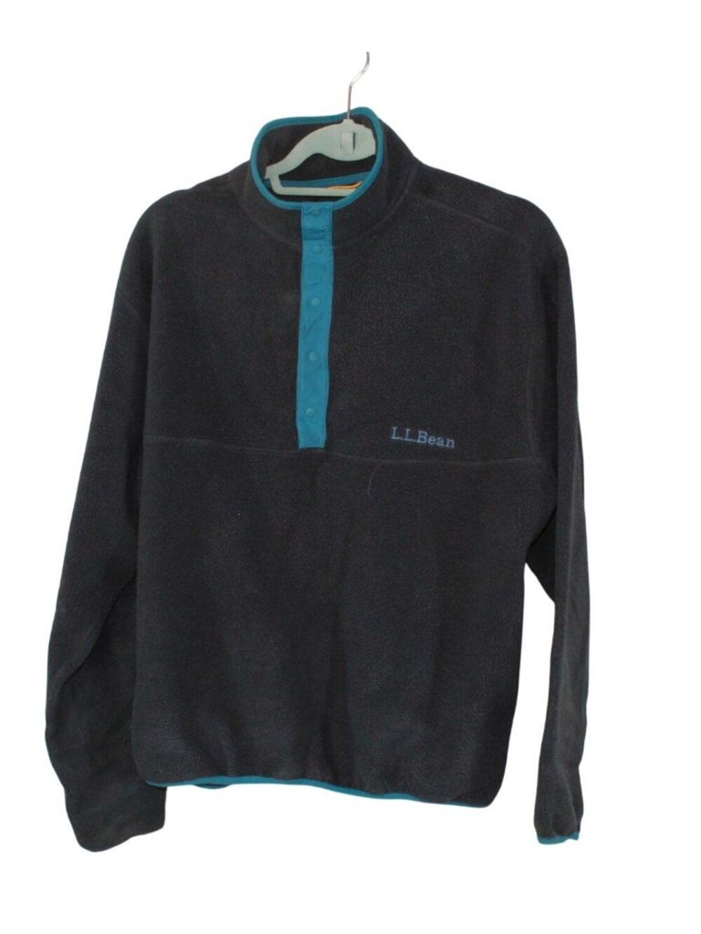 LL Bean Classic Fleece Pullover Relaxed Fit Black Sweater Womens M Mens S